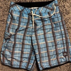 2000s Billabong Plaid Board Shorts Sz 36
